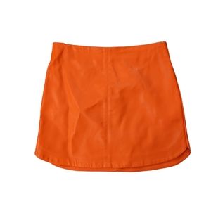 Orange Faux Leather Skirt Short Aline Mini Skirt by Honey Punch Size Small